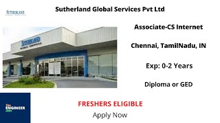 Sutherland Global Services Pvt Ltd  Freshers  AssociateCS Internet  Diploma or GED  Chennai [upl. by Asylem887]