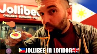 British Guy Tries Jollibee Filipino Restaurant in London 🇵🇭🇬🇧 [upl. by Anirehtac]