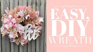 How to Make an Easy Mesh Wreath  Ruffled Wreath Tutorial  How to Make a Bow by Hand [upl. by Einttirb]