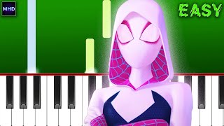 SpiderWoman Gwen Stacy SpiderMan Across the SpiderVerse  Piano Tutorial EASY [upl. by Aiclid]