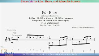 Für Elise Beethoven  For Acoustic Guitar with TABs [upl. by Archibaldo]