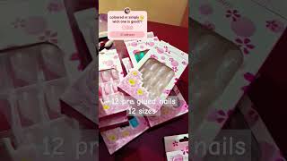 12 pre glued nails 12sizes cosmetics nailart nails gluednails naildesign nail ytshorts [upl. by Kass]