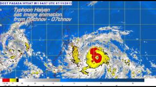 Typhoon Haiyan landfall satellite image animation [upl. by Milone829]