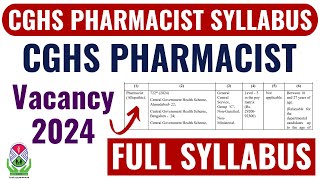 CGHS Pharmacist Syllabus  New Updated version  Upcoming CGHS Pharmacist Vacancy 2024 [upl. by Lorine]