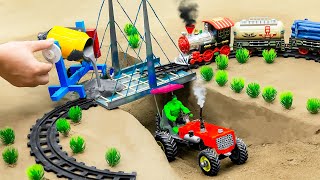 Diy tractor making mini concrete bridge for train safety science projects  concrete mixer truck [upl. by Corinne]