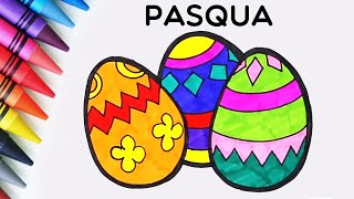 Impariamo come disegnare le uova di Pasqua  Disegni per bambini  Chiki Arte Italiana [upl. by Novaelc]