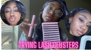 Trying DIY Lash Clusters From Shein💗 [upl. by Euqinim]