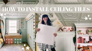 How to Install Styrofoam Ceiling Tiles Such an Easy DIY [upl. by Erdne]