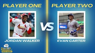 JORDAN WALKER OR EVAN CARTER 2024 FANTASY BASEBALL DRAFT PREP  fantasybaseballadvice [upl. by Aerda]