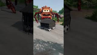 Spider House Head Car Meet Mac Cyborg amp Tow Mater Spider Car  Beamng Drive [upl. by Enylhsa]