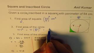 Area of Corner in Square from Circumference of Inscribed Circle [upl. by O'Carroll]