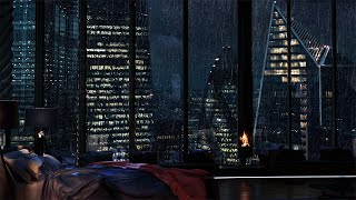 Relax In A Luxury London Apartment  Rain On Window Sound For Sleeping  8hours  4K [upl. by Buatti]