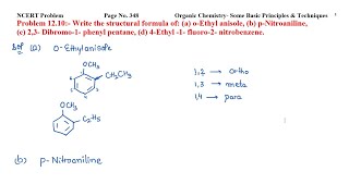 Write the structural formula of oEthyl anisole pNitroaniline 23 Dibromo1 phenyl pentane [upl. by Rimat]