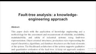 Fault tree analysis a knowledge engineering approach [upl. by Chelsie]