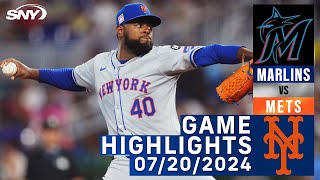 Mets vs Marlins 7202024  NY Mets Highlights  SNY [upl. by Kendry936]