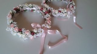 Coroa de Flores  passo a Passo  By Artes de Luxo  DIY Wreath of flowers [upl. by Nahtnahoj]