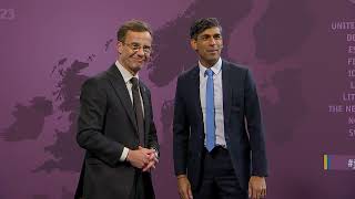 Handshake Ulf Kristersson SE and Rishi Sunak UK [upl. by Folsom]