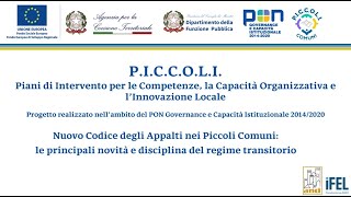 05052023  Nuovo Codice degli Appalti nei Piccoli Comuni le principali novità e disciplina [upl. by Subir173]