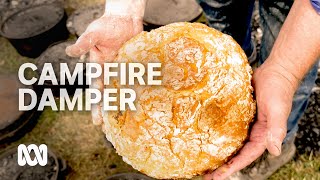 Making campfire damper bread the traditional way 🍞🔥  Food Cooking amp Recipes  ABC Australia [upl. by Ordway477]