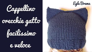 Cappellino orecchie gatto facile e veloce chiusura a 3 ferri [upl. by Hoisch]