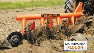 Mounted Disc Plough  Working of Plough  MB Plough by Fieldking  Tractor Implements [upl. by Ihtac]