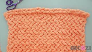 HAND KNIT A CHUNKY BLANKET WITH TWISTED STITCHHERRINGBONE STITCH [upl. by Annoid]