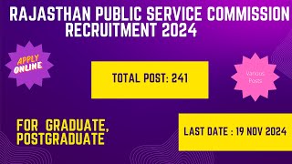 Rajasthan Public Service Commission Recruitment 2024 RPSC Recruitment 2024 [upl. by Durrace499]