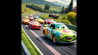 Racing CarsRedBlueGreenYellowBlack PurpleWhiteyoutube youtubeshorts shortsfunny [upl. by Aititil]