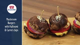 Mushroom burgers with Halloumi amp carrot sticks  DODONI [upl. by Booze]