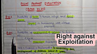 Right against Exploitation Articles 2324Handwritten NotesLec15Indian PolityAn Aspirant [upl. by Gerard]