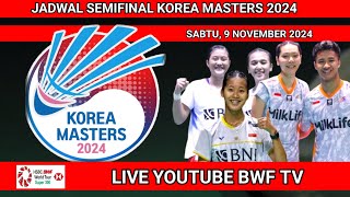 JADWAL LENGKAP SEMIFINAL KOREA MASTERA 2024  JADWAL BADMINTON HARI INI [upl. by Burnsed]