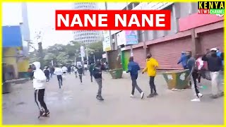 Running Battles in Nairobi CBD as Police disrupt NaneNane Protesters amidst Gen Z Maandamano Kenya [upl. by Llenaj]