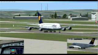 Lufthansa Airbus A380 Take Off at Seattle SEATAC  FSX [upl. by Amikahs]