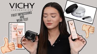 VICHY MINERALBLEND FOUNDATION AND DERMABLEND POWDER  FIRST IMPRESSIONS AND WEAR TEST [upl. by Dymphia]