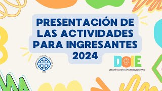 Actividades para ingresantes 2024 con Áreas de Ingreso y Permanencia de cada Facultad [upl. by Ohara109]