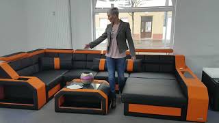 Sofa Dreams Showroom Sofa Wohnlandschaft Arezzo in schwarz orange [upl. by Dahlia701]