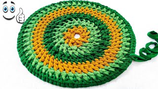 HOW TO MAKE ROUND DOORMAT AT HOME DOOR MAT MADE WITH OLD CLOTHES AND COTTON DIY [upl. by Emmye955]