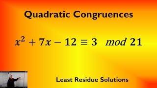 Least Residue of a Quadratic Congruence Mod 21 [upl. by Nnywg792]