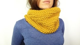 Cómo tejer en telar un cuello de lana en punto de arroz Tutorial DIY [upl. by Caron332]