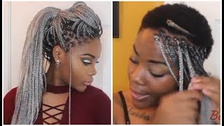 Box Braids On Extremely Short 4C Hair Waist length  styles [upl. by Apostles]