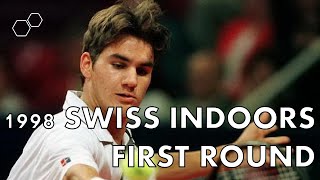 ROGER FEDERER vs ANDRE AGASSI  1998 Swiss Indoors Basel Round 1  HIGHLIGHTS [upl. by Ettecul]