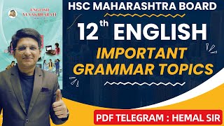 Class 12th English Grammar  12th Important English Grammar  Board Exam  Hemal Sir [upl. by Allak]