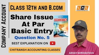 Share Issue At Par Basic entry  Share Capital Basic Question [upl. by Ettesoj]