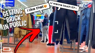 Getting “BRICK” Infront of Strangers Public Prank🤯I think she liked it [upl. by Nahgiem]