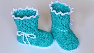 Пинетки сапожки крючком Мастер класс Booties crochet [upl. by Roee]