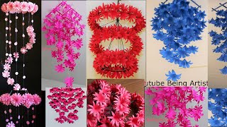 5 Beautiful Paper Flower Wall Hanging Paper Craft  Paper Flower [upl. by Highams]