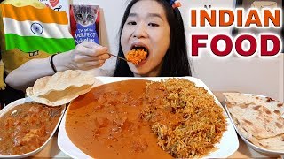 INDIAN FOOD FEAST Butter Chicken Biryani Rice Matar Paneer amp Naan  Mukbang w Asmr Eating Sounds [upl. by Fira]