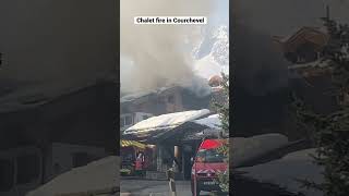 Pompiers deal with chalet fire in Courchevel 1850 [upl. by Vlada473]