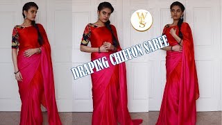 How to drape a chiffon saree  With Love Sindhu [upl. by Emolas]