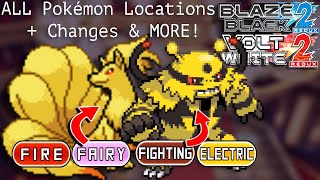 ALL Pokemon Locations Types Changes AND MORE IN Blaze Black 2  Volt White 2 Redux [upl. by Wehttan]